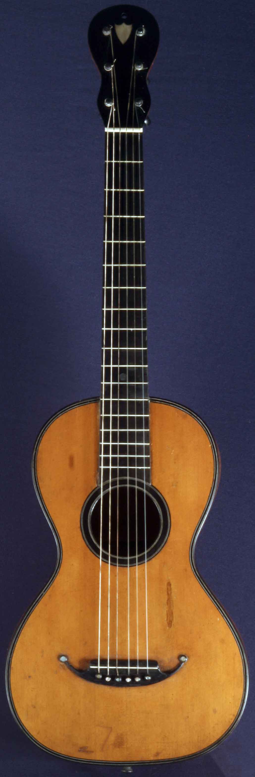 Early Musical Instruments part of the Bruderlin Collection, antique Romantic Guitar by Drouot / Koel around 1830
