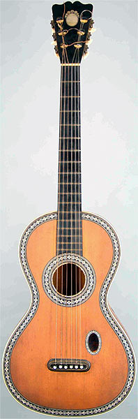 Early Musical Instruments part of the Bruderlin Collection, antique Romantic Guitar by PONS 1830