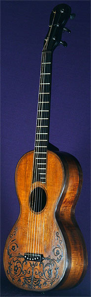 Early Musical Instruments part of the Bruderlin Collection, antique Romantic Guitar by Gennaro Fabricatore dated 1828